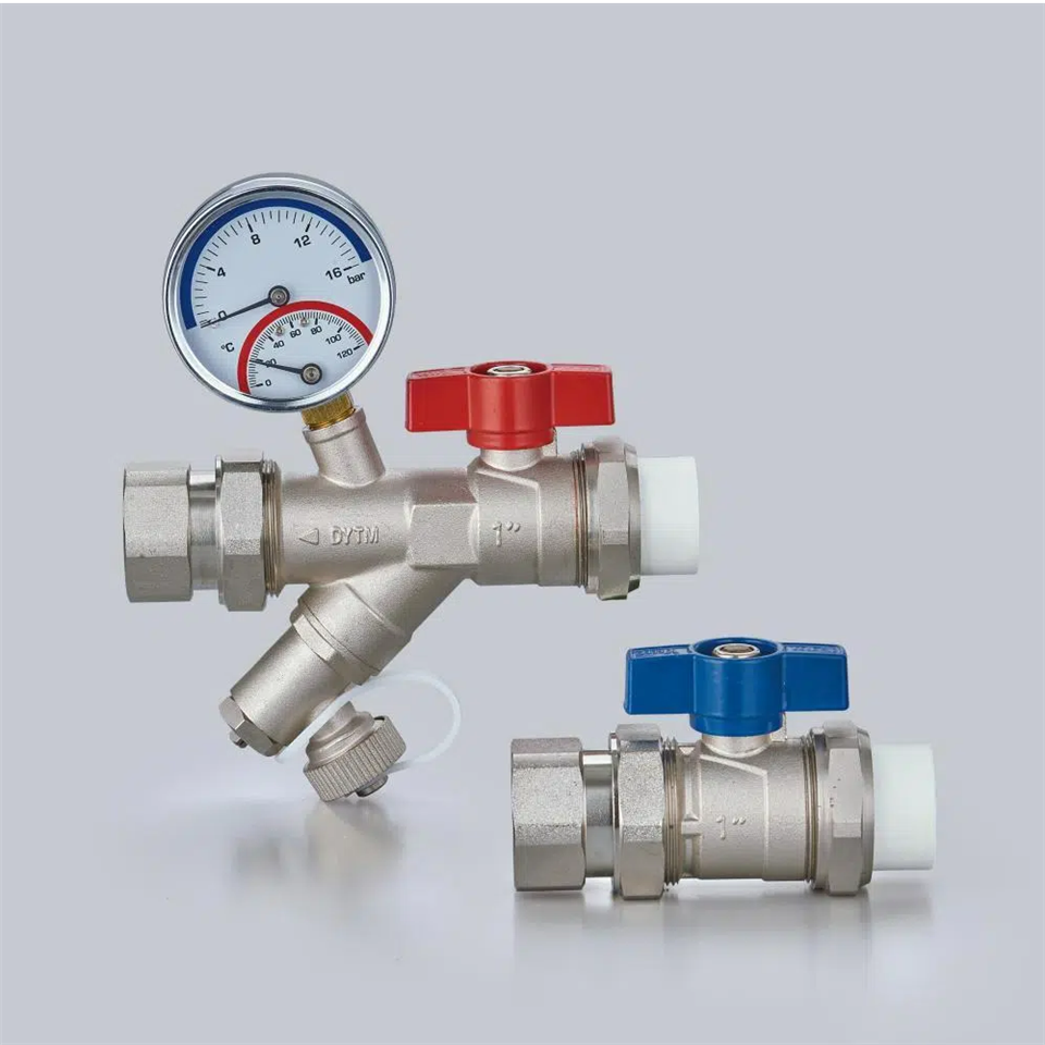 Flexible Connection Filter Type Ball Valve With Temperature And Pressure Gauge high quality